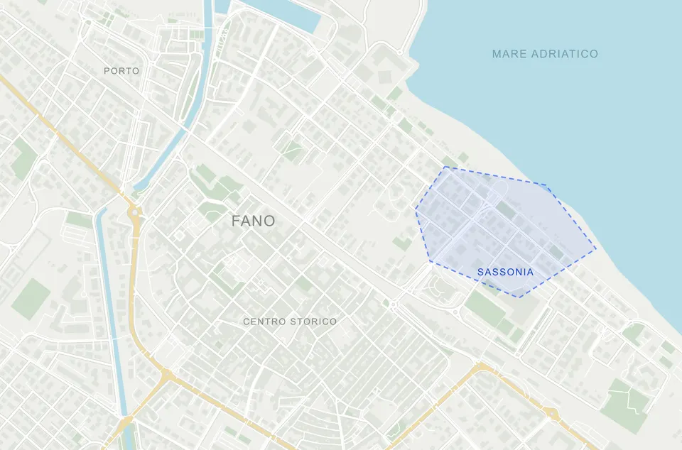 Mappa di Fano con geofence dimostrativo